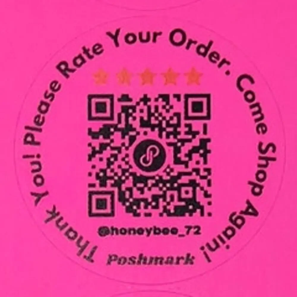 QR Labels NEON Thank You / Rate Your Order | 48 Count | Pick Color | Laser Print